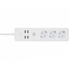 Prelungitor WiFi, 3 porturi, 4*USB 4A, 2200W, 10A, 1.8m, Tellur White  TLL331031
