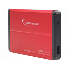 Gembird EE2-U3S-2-R, External enclosure for 2.5'' SATA HDD with USB3.0(5Gb/s) interface, Aluminium case, Red