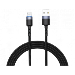 Cable USB - Micro USB, cu LED, Nylon, 2m, Tellur Black  TLL155304