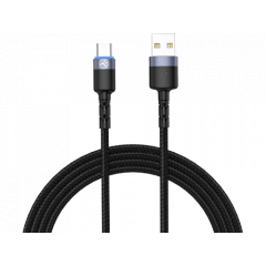 Cable USB - Type-C, cu LED, Nylon, 1.2m, Tellur Black  TLL155363