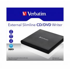 External Slimline CD/DVD Writer VERBATIM, Portable Slim -14mm,