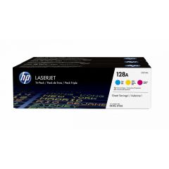 HP 128A 3-pk Cy/Ma/Yel (CE321A, CE322A, CE323A) of 3 Color Cartridges (C/M/Y)