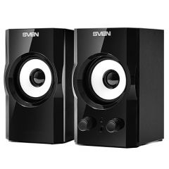 SVEN SPS-605 Black,  2.0 / 2x3W RMS, headphone jack, wooden,  2.5"