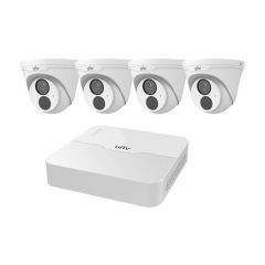 UNV KIT/301-04LB-P4/4*3612LR3-PF28-D, 4-Channel PoE NVR Kit (Including 4 PCS 2MP Network IR Fixed Dome Camera)