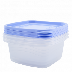 169010 Set 3 containere ALEANA Omega, patrat, 0.45 l