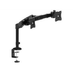 Brateck LDT05-C011D Interactive Dual Monitor Desk Mount, 13"-24" LCD monitors, +30° ~ -30° tilt; +90° ~ -90° swivel; 360° rotate, VESA: 75x75, 100x100, Arm Extend: 312mm, Clamp thickness: 10-88mm, Max load capacity 8Kg, Min 2Kg