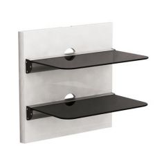 DVD Bracket Brateck DVD-18-02 Aluminium&Glass 2 shelves 305mmx465mm, 8Kg, Cable management (suport de perete pentru DVD/крепление подвес настенный кронштейн для DVD)