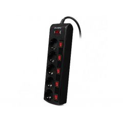 Фильтр импульсных помех SVEN SF-05PL 5 sockets with individual switches, Black, 3m (Priza cu protectie - prelungitor/basic surge protection)