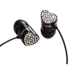 E11003 ELECOM HEART "Gem Drops" Jewel Type Stereo Headphones - (Black, Crystal clear), 20 Hz to 20 kHz, 16 Ohm, 100 dB/1 mW (mini casti/мини наушники)