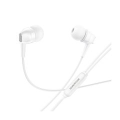 Borofone BM51 white (728890) Hoary universal earphones with microphone, Speaker outer diameter 10MM, cable length 1.2m, Microphone