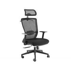 Lumi Premium High-Back Mesh Office Chair CH05-5, Black, Adjustable Tilt Back, Adjustable Headrest, Adjustable Lumbar Cushion, 340mm Nylon Base, 50mm PU Caster, 80mm Class 3 Gas Lift, Weight Capacity