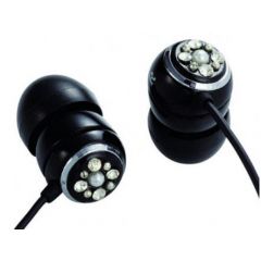 E11008 ELECOM ORB "Gem Drops" Jewel Type Stereo Headphones - (Black, Crystal clear), 20 Hz to 20 kHz, 32 Ohm, 115 dB/1 mW (mini casti/мини наушники)