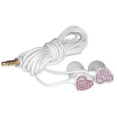 E11000 ELECOM HEART "Gem Drops" Jewel Type Stereo Headphones - (White, Pink topaz), 20 Hz to 20 kHz, 16 Ohm, 100 dB/1 mW (mini casti/мини наушники)