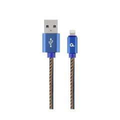 Cablexpert CC-USB2J-AMLM-1M-BL, Blue, cable USB2.0/8-pin (Lightning) Premium Jeans - 1m, USB 2.0 A-plug to 8-pin plug, blister