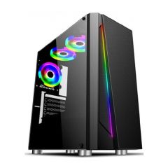 Корпус для компьютера Case Miditower ATX HPC R-05 Black, 650W, 12cm fan, 24 pin, 8 pin(4+4), 2x 8pin(6+2), 2xSATA cables, Glass side panel, 1xRGB fan, 1xUSB 3.0, 2xUSB 2.0 & Audio (carcasa/корпус)