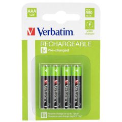 Verbatim AAA Rechargeable Battery  950mAh  4 Pack 49942