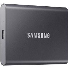 500GB Samsung Portable SSD T7 MU-PC500T/WW External SSD, Black, Read 1050 MB/s, Write 1000 MB/s, Shock Resistance, USB 3.2 Gen.2/Type-C