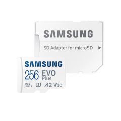 256GB Samsung EVO Plus MB-MC256KA/RU microSDXC (Class 10 UHS-I U3, A2, V30) with Adapter, Transfer Speed up to 130MB/s (card de memorie/карта памяти)