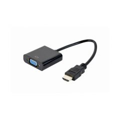 Adapter HDMI-VGA Gembird A-HDMI-VGA-04, HDMI to VGA adapter cable, Converts digital HDMI input (19 pin male, v.1.4) into analog VGA output (DB15 female)