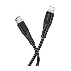 Кабель Borofone BU27 Cool victory PD 20W charging data cable Type-C to Lightning 1m, black 741011