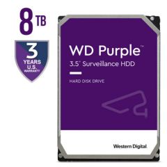 3.5" HDD 8.0TB Western Digital  Purple, 5640rpm, 128MB, SATAIII (for video)  WD84PURZ