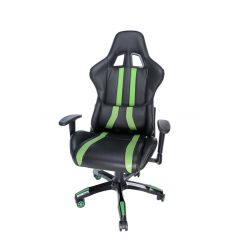 Gaming chair SPACER  SPCH-TRINITY-GRN  Black-Green, Synthetic PU,120 kg max., Adjustable Back Angle 90°- 135°, Armrests ajustable, Pillow-2