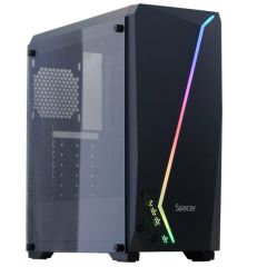 Case SPACER - gaming, Middle Tower, ATX, "FLASH", fara sursa, sticlasecurizata, USB 2.0 x 2, USB 3.0 x 1, PSU shroud, black "SPCS-GC-FLASH"