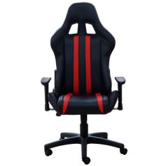 Gaming chair SPACER  SPCH-TRINITY-RED  Black-Red, Synthetic PU,120 kg max., Adjustable Back Angle 90°- 135°, Armrests ajustable, Pillow-2