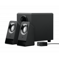 Speakers 2.1  Logitech Z213, 7W (4W + 2x1.5W)  Power and volume controls on wired control pod, bass control on back of subwoofer, Black