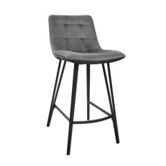 Scaun Bar LAUS~Catifea Grey+Black Leg