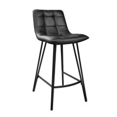 Scaun Bar LAUS~Piele Black+Black Leg