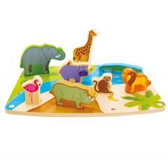 Hape E1455A Деревянная игрушка - Пазл вкладыш "Дикие животные"
