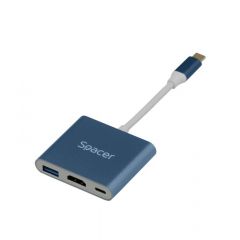 DOCKING Station Spacer universal 3 in 1, conectare Type-C USB 3.1, USB 3.0 x 1, porturi video HDMI x 1, suporta pana la 4K (30Hz),PD 3.0 pana la 87W,