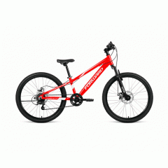 Велосипед подростковый FORWARD RISE 24 2.0 disc (24" 7 ск. Рост 11") 2020-2021, красный/белый