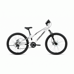 Велосипед подростковый FORWARD RISE 24 2.0 disc (24" 7 ск. Рост 11") 2020-2021, белый/черный
