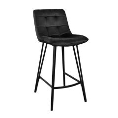 Scaun Bar LAUS~Catifea Black+Black Leg