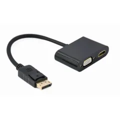 Adaptor Cablexpert A-DPM-HDMIFVGAF-01, DisplayPort (M) - HDMI (F) + VGA (F), 0.1m, Negru