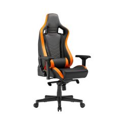 Игровое кресло Lumi Premium Gaming Chair CH06-34 with Headrest & Lumbar Support CH06-34, Black/Orange, PVC Leather, 4D Armrest, Steel Frame, 350mm Nylon Plastic Base, PU Caster, 80mm Class 4 Gas Lift, Weight Capacity 180 Kg