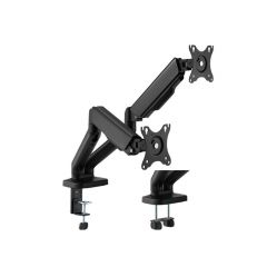Крепление мониторов Brateck LDT46-C024 Spring-Assisted Dual Monitor Arm, for 2 monitors, Clamp-on, 17"-32", Tilt Range +90° ~ -90°; Swivel Range +90° ~ -90°; Screeen Rotation 360°, VESA: 75x75, 100x100, Arm Extend: 450mm, Weight Capacity per screen 9 Kg (