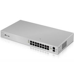 Ubiquiti UniFi Switch 16 (USW-16-POE), 16-Port 802.3at PoE Gigabit Switch with SFP, 2-ports SFP, 8 ports POE+ IEEE 802.3at/af, PoE Output 42W, 1.3" Touchscreen display, Non-Blocking Throughput: 18 Gbps, Switching Capacity: 36 Gbps,Rackmountable