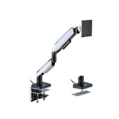 Крепление мониторов Brateck LDT61-C012L Heavy-Duty RGB Lighting Gaming Monitor Arm, for 1 monitor, Clamp-on, 17"-49", Tilt Range +50° ~ -20°; Swivel Range +90° ~ -90°; Screeen Rotation 360°, VESA: 75x75, 100x100, Arm Extend: 458mm, Weight Capacity per scr