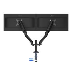 Arm for 2 monitors 13"-31.5" -  AOC AD110DX with integrated USB Hub, Black, USB Hub: USB-C + USB3.0, Desk Clamp/Grommet, Aluminum structure, Gas spring, Height adjustment, Max.Load: 2-9kg, Tilt: '-90°~+85°, Swivel:180°, Rotation: 360°, Hidden cable manage