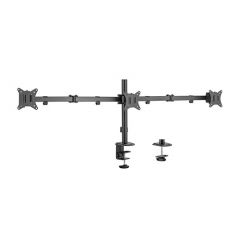 Arm for 3 monitors 17"-27"  Gembird MA-D3-01, Adjustable desk 3-display mounting arm (rotate, tilt, swivel), up to 7 kg,  VESA 75/100, black