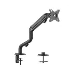 Arm for 1 monitor 17"-32" - Gembird MA-DA1-02, Adjustable desk display mounting arm, Gas spring 2-8kg, VESA 75/100, arm rotates, extends and retracts, tilts to change reading angles, and allows to rotate display from landscape-to-portrait mode