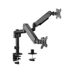 Arm for 2 monitors 17"-32" - Gembird MA-DA2P-01, Adjustable desk 2 displays mounting arm, Gas spring 2-9 kg, VESA 75/100, arm rotates, extends and retracts, tilts to change reading angles, and allows to rotate display from landscape-to-portrait mode