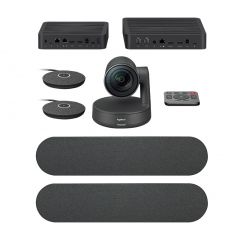 Logitech Video Conferencing System Rally PLUS Ultra-HD, 4K (2160p 30fps), Total Room Coverage 260°h x 190°v, 15X zoom (5X optical and 3X digital), 2x Rally Speaker, 2x Rally Mic Pod 4.5m pickup range (Up to 7 optional Expansion Mic), for large rooms