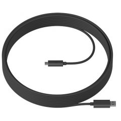 Logitech Strong USB Cable 25m, USB Type A (male) to USB Type C (male), delivers up to 10 Gbps for devices with their own power supplies, including Logitech Tap, Rally Camera, and Meetup. Compliance with the USB 3.2 Gen 2 specification