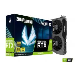 ZOTAC GeForce RTX 3060 Ti Twin Edge OC LHR 8GB GDDR6, 256bit, 1695/14000Mhz, Ampere, PCIeX16 4.0, Dual Fan / IceStorm 2.0, 1xHDMI, 3xDisplayPort, Active Fan Control/ FREEZE Fan Stop, White Led Lightning, FireStorm, Metal Backplate, Medium Pack