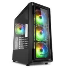 Корпус Sharkoon TK4 RGB / w/oPSU / Side panel / 4x120mm A-RGB LED / ATX / Black