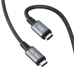 Кабель USB-C на USB-C HOCO  US01 / 1m / Nylon braid + Aluminum alloy / USB3.1 GEN2 up to PD100W charging power for laptop / Black